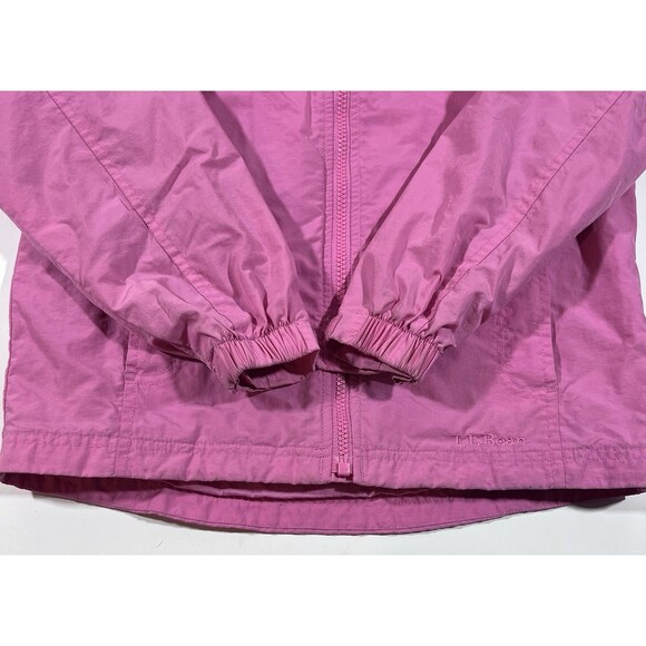 LL Bean Pink Full Zip Nylon Long Sleeve Windbreaker Jacket Kids/Girls Size 8 - Picture 2 of 11